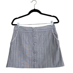 Banana Republic Gray Striped Lined Cotton Button Detail Mini Skirt Size 6